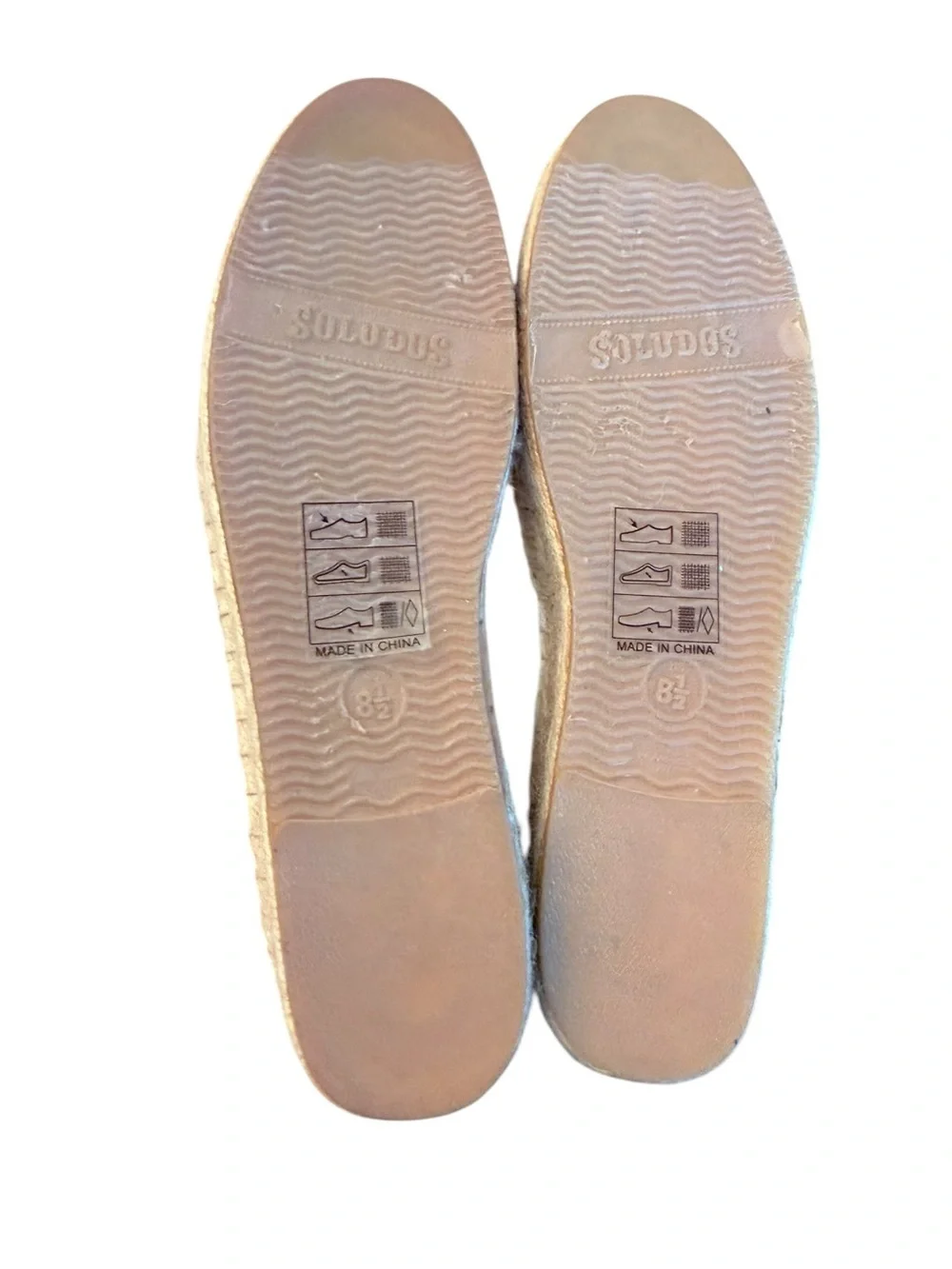 Soludos Classic Smoking Slipper Espadrilles Cream Canvas Size 38 8.5 NEW